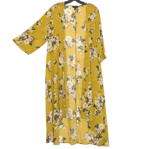 Torrid Kimono Boho Coastal Cottage Feminine Chiffon Floral Sheer Duster 00/0 M/L - Picture 9 of 9